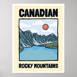 Canadian Rocky Mountains Art Vintage Travel Poster