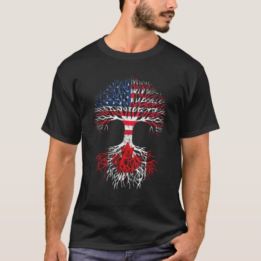 Canadian Roots American Grown Canada Flag Mannen W T-shirt (Voorkant)