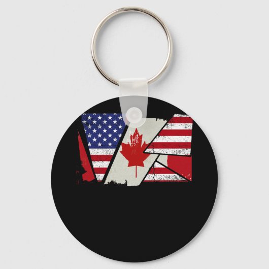 Canadian Roots Half American Flag Canada Sleutelhanger (Voorkant)