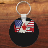 Canadian Roots Half American Flag Canada Sleutelhanger (Voorkant)
