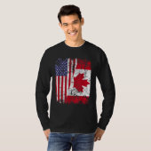 CANADIAN ROOTS Half-American Flag CANADA T-shirt (Voorkant volledig)