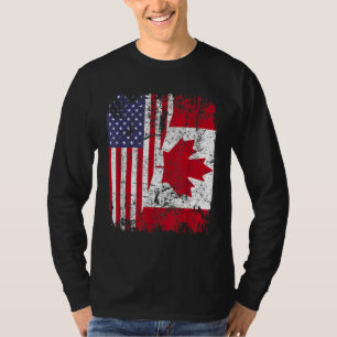 CANADIAN ROOTS Half-American Flag CANADA T-shirt