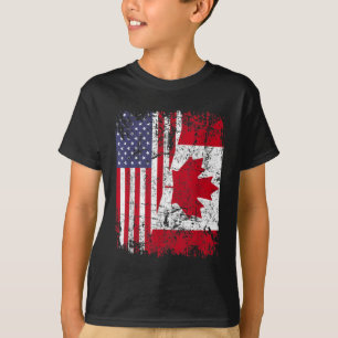 CANADIAN ROOTS Half-American Flag CANADA T-shirt