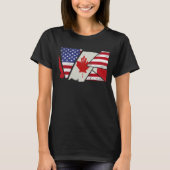 Canadian Roots Half American Flag Canada T-shirt (Voorkant)