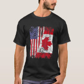 CANADIAN ROOTS Half-American Flag CANADA T-shirt (Voorkant)