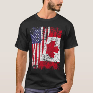 CANADIAN ROOTS Half Amerikaanse vlag CANADA T-shir T-shirt