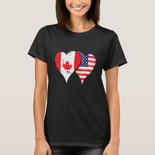 Canadian roots two nations in one human USA Canadi T-shirt (Voorkant)