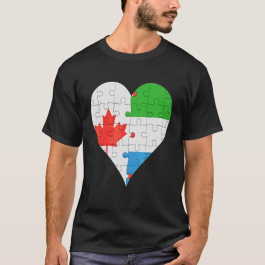 Canadian Sierra Leonean Flag Heart T-shirt (Voorkant)