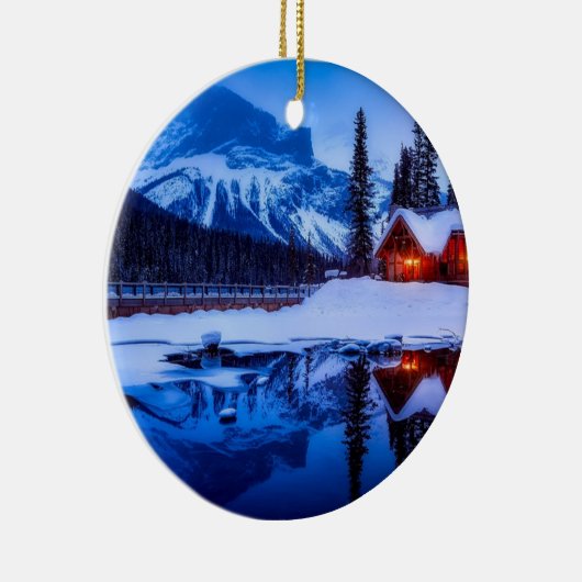 Canadian Sunset, landschapsfoto bij de schemering, Keramisch Ornament (Rechts)