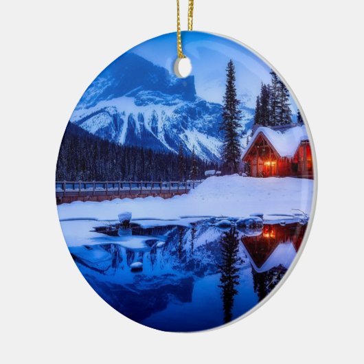 Canadian Sunset, landschapsfoto bij de schemering, Keramisch Ornament (Links)