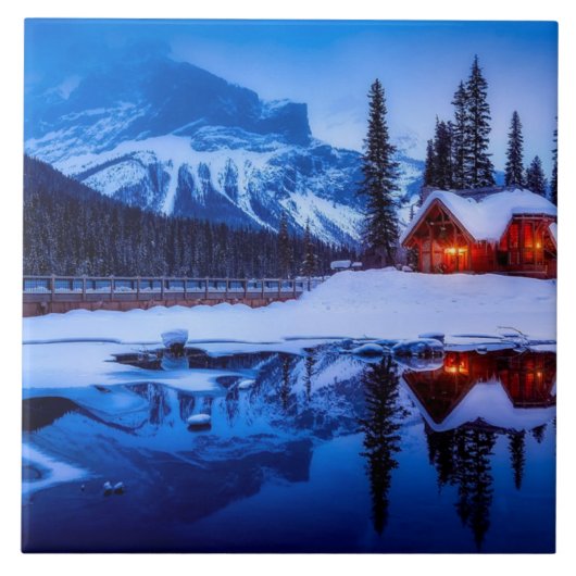 Canadian Sunset, landschapsfoto bij de schemering, Tegeltje (Voorkant)