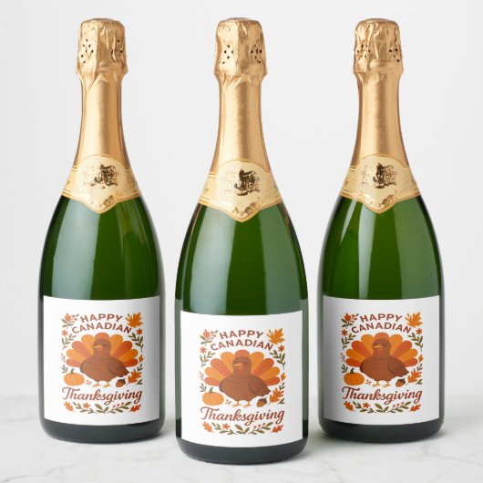 Canadian Thanksgiving Autumn Celebration Classic T Sparkling Wijnetiket (Flessen)