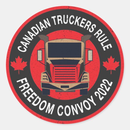 Canadian Truckers Rule -freedom roept Canada 2022 Ronde Sticker (Voorkant)