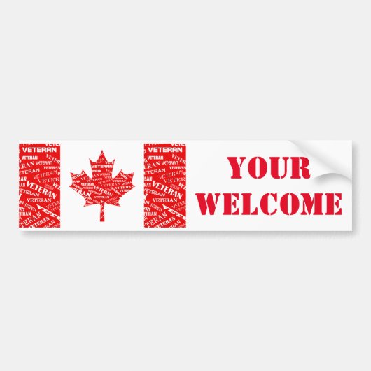 Canadian Veteran UW WELCOME Bumpersticker (Voorkant)