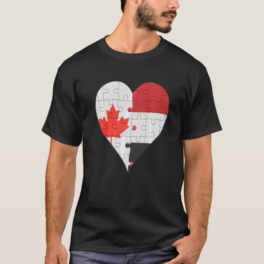 Canadian Yemeni Flag Heart T-shirt (Voorkant)