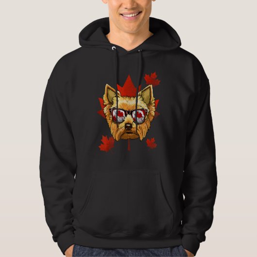 Canadian Yorkshire Terrier Maple Tree Leaf Canada Hoodie (Voorkant)