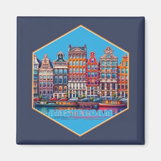Canal Amsterdam Nederland Europa Magneet (Voorkant)