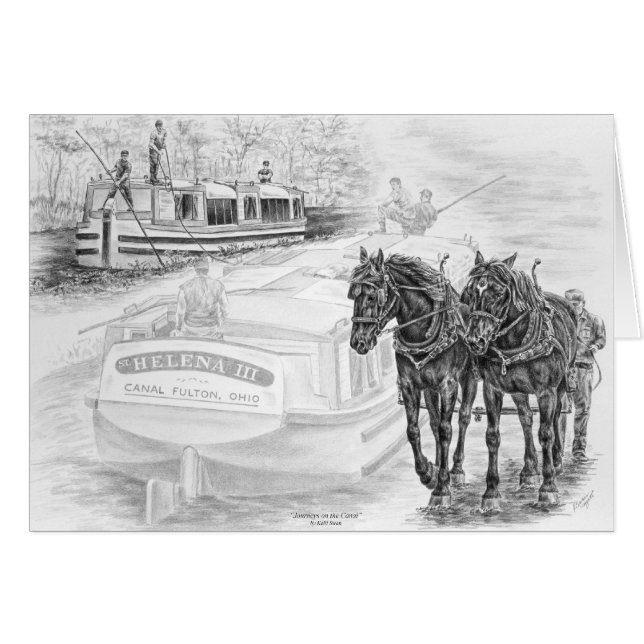 Canal Boat Draft Horses Pull Art van Kelli Swan (Voorkant Horizontaal)
