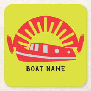 Canal Boat Living Doormat Sleutelhanger Wood Kartonnen Onderzetters