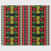 Canal Boat Narrowboat Folk Art Red Roses Cadeaupapier (Vlak)