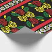 Canal Boat Narrowboat Folk Art Red Roses Cadeaupapier (Hoek)