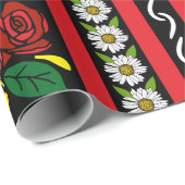 Canal Boat Narrowboat Folk Art Red Roses Cadeaupapier (Rol Hoek)