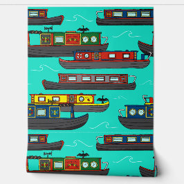 Canal Boats and Barges Flotilla of Boats on River Behang