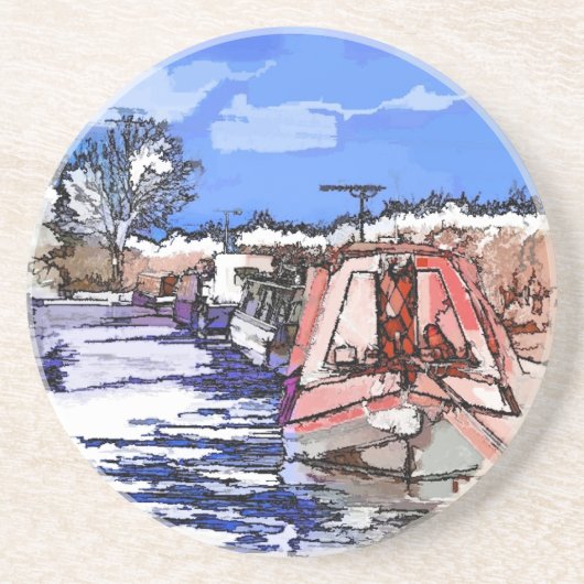 CANAL BOATS UK ZANDSTEEN ONDERZETTER (Voorkant)