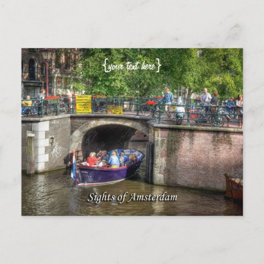 Canal Bridge Scene, Sights of Amsterdam Briefkaart (Voorkant)
