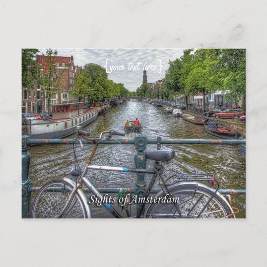 Canal Bridge Uitzicht en fiets, Bezienswaardighede Briefkaart (Voorkant)