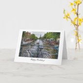 Canal Bridge Uitzicht - Happy Birthday Kaart (Gele Bloem)