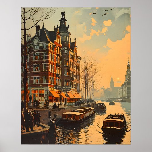Canal Charm:  Briefkaart Poster (Voorkant)