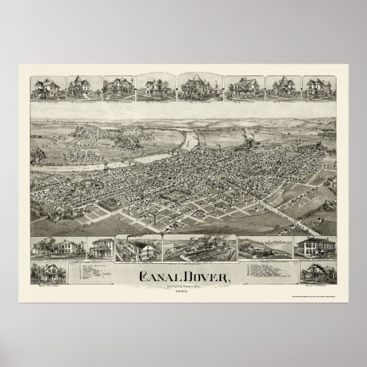 Canal Dover, OH Panoramic Map - 1899 Poster (Voorkant)
