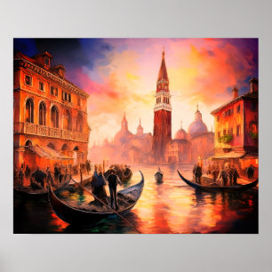 Canal Grande, Gondolas en San Marco van Venetië   Poster