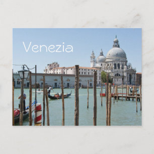 Canal grande in het briefkaart van Venetië met tek