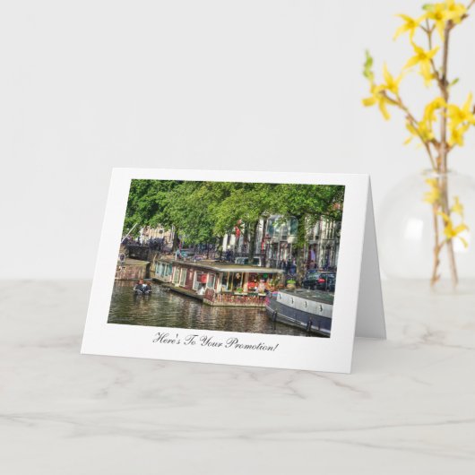 Canal Houseboot, gefeliciteerd met je promotie Kaart (Gele Bloem)