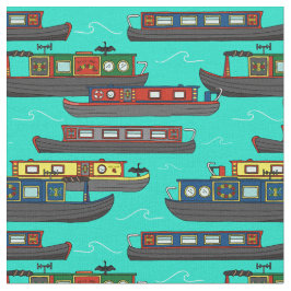 Canal Narrow Boten en Barges Patroon Stof