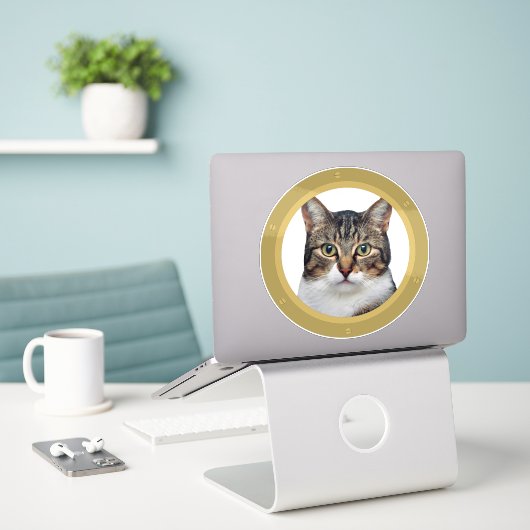 Canal Narrowboat Kat Porthole Decal Sticker (Laptop op bureau)