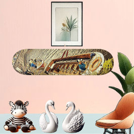 Canal Sail Boat Pathway landschap. Abstracte kunst Persoonlijk Skateboard