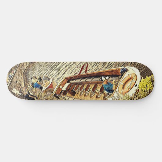 Canal Sail Boat Pathway landschap. Abstracte kunst Persoonlijk Skateboard (Horizontaal)