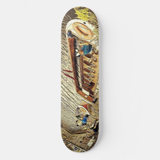 Canal Sail Boat Pathway landschap. Abstracte kunst Persoonlijk Skateboard (Voorkant)