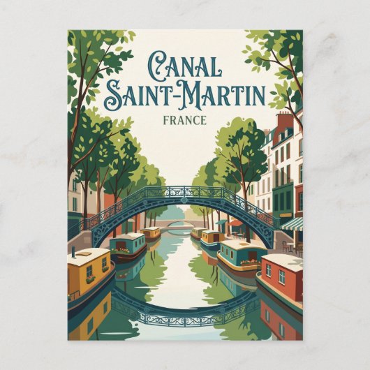 Canal Saint-Martin Frankrijk Briefkaart (Voorkant)