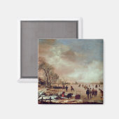 Canal Scene, bevroren Magneet (Voorkant / Achterkant)