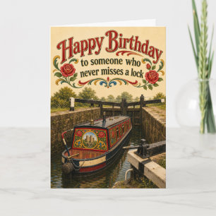 Canal Sluis Smal Schip Verjaardagskaart Kaart