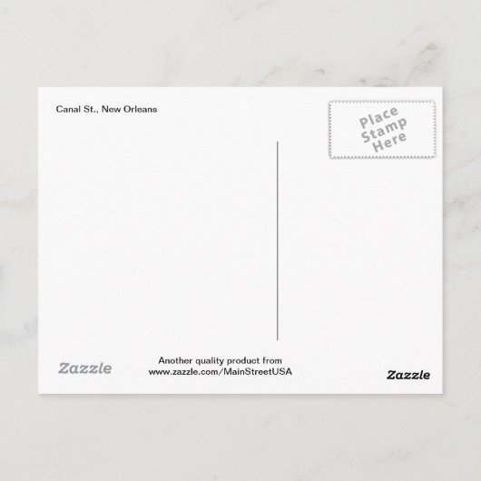 Canal St., New Orleans LA  Briefkaart (Achterkant)