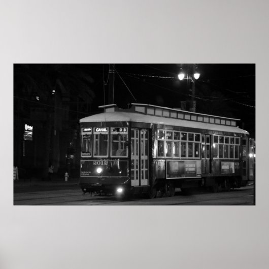 Canal Street Trolley (B&W) Poster (Voorkant)
