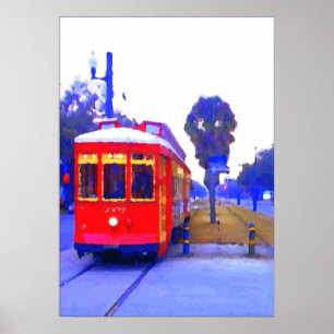 Canal Streetcar Line, Red Cars Poster