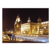 Canal & Three Graces, Pier Head, Liverpool, Vereni Foto Afdruk (Voorkant)