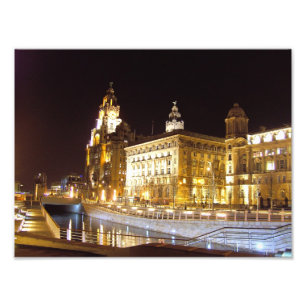 Canal & Three Graces, Pier Head, Liverpool, Vereni Foto Afdruk