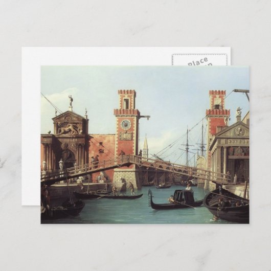 Canaletto- Uitzicht van de ingang van het Arsenal Briefkaart (Voorkant / Achterkant)
